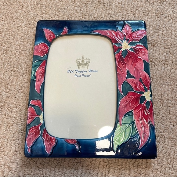 VINTAGE OLD TUPTON WARE UK HANDPAINTED RED FLOWER PHOTO FRAME - Picture 2 of 6